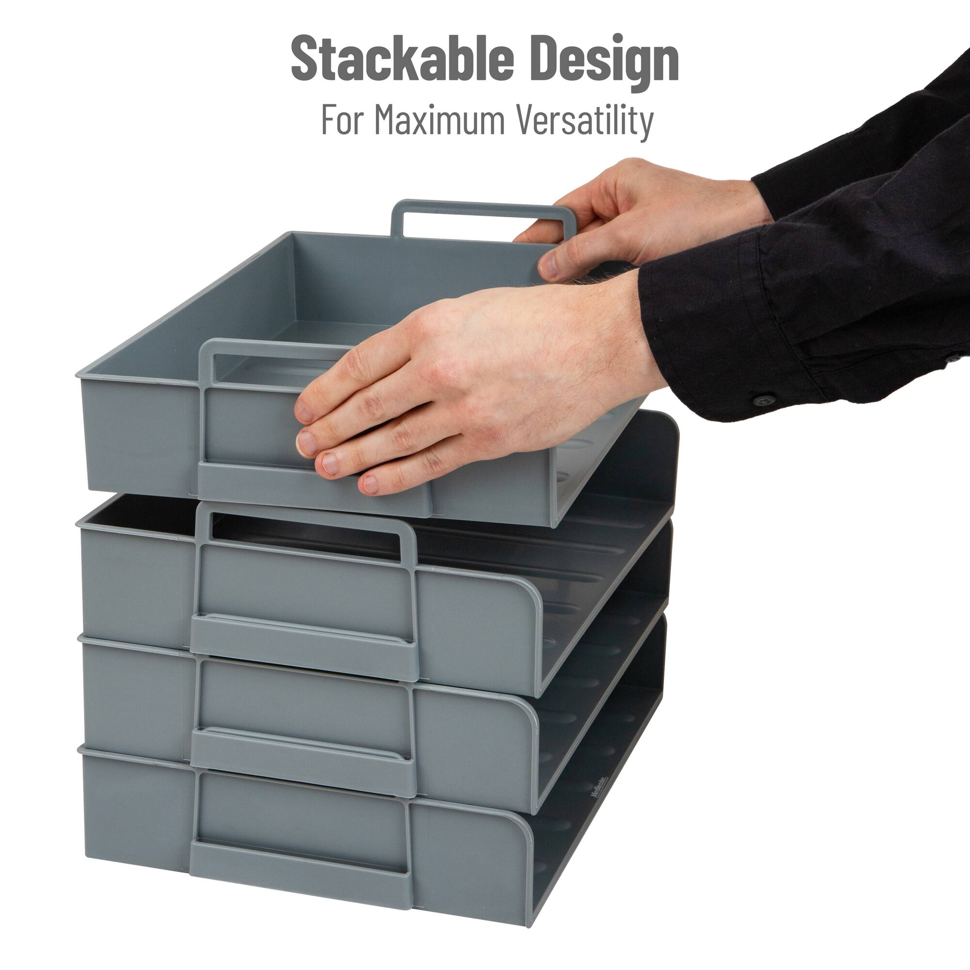 Mind Reader Stackable Paper Tray, Desktop Organizer, File Storage, Office, Plastic, 4 Pcs